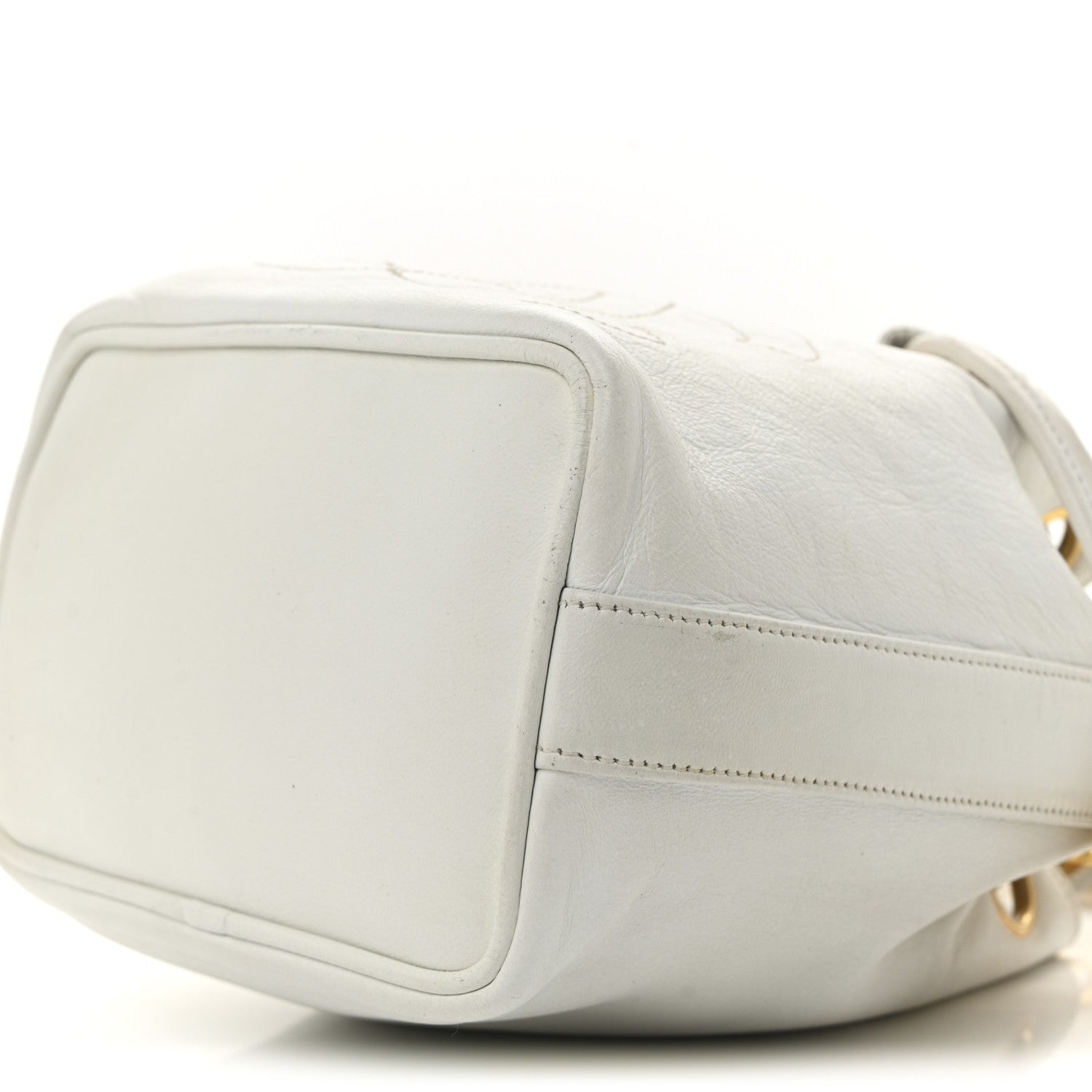 Chanel Lambskin CC Drawstring Bucket Bag White 12 of 17