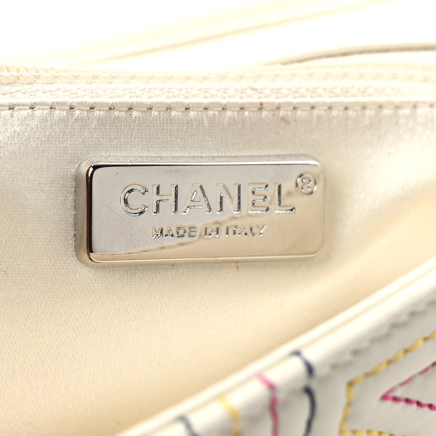 Calfskin Korean Garden Clutch With Chain White Multicolor