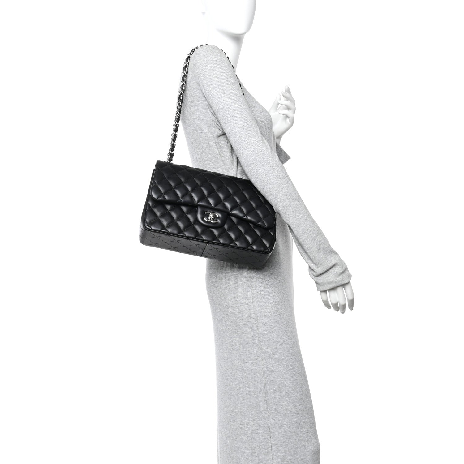 Chanel Lambskin Quilted Jumbo Double Flap Black 2 of 11