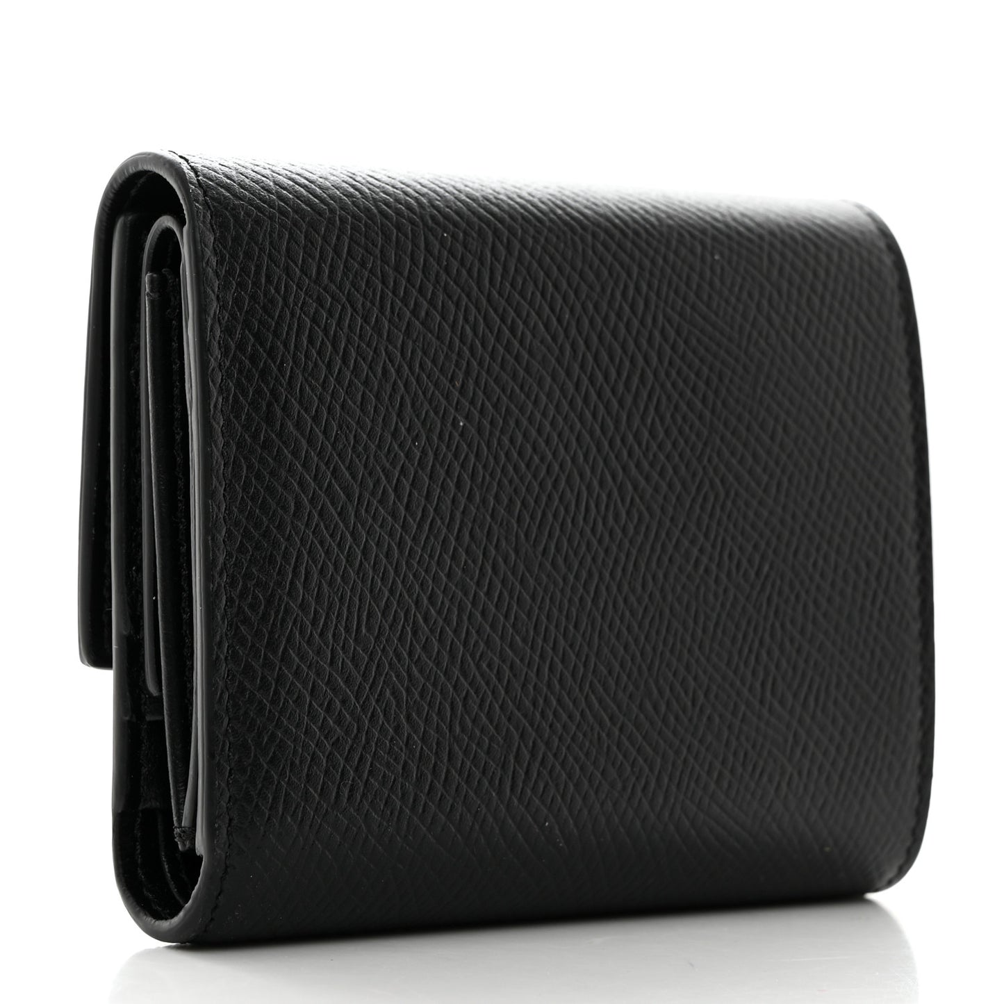 Grained Calfskin Small Tri-Fold Wallet Black