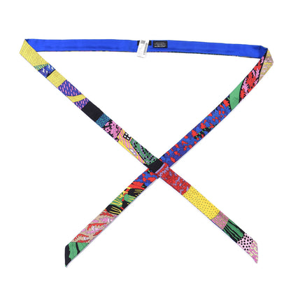 Hermes Silk A Travers Champs Twillon Rose Vif Jaune Bleu 1 of 4