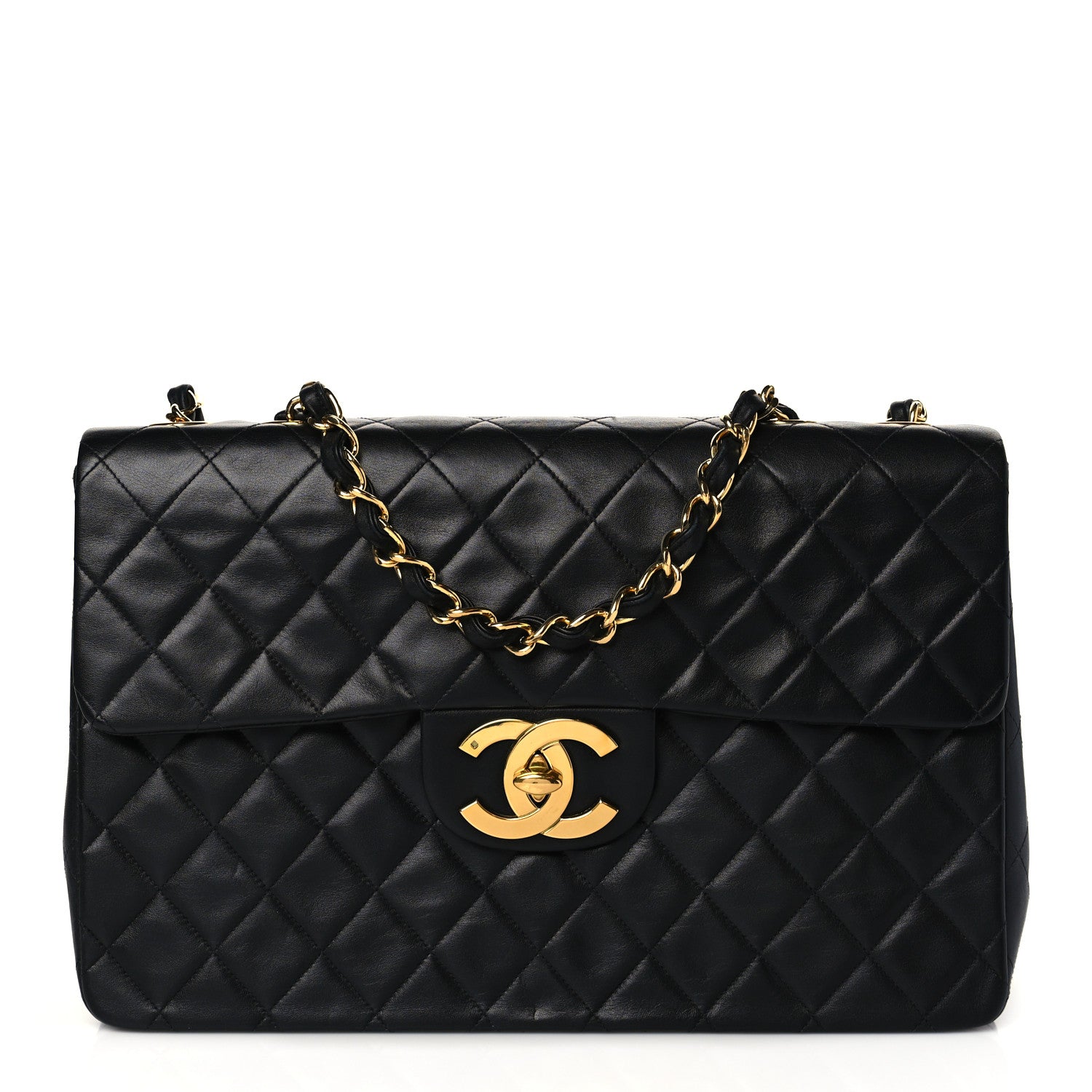 Chanel Lambskin Quilted XL Jumbo Single Flap Black 1 of 10
