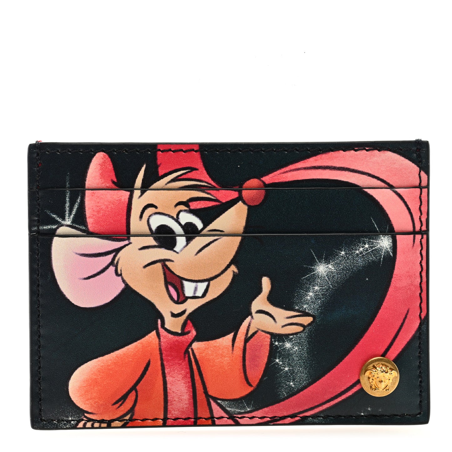 X DISNEY Nappa Cinderella Print Card Holder Red Multicolor