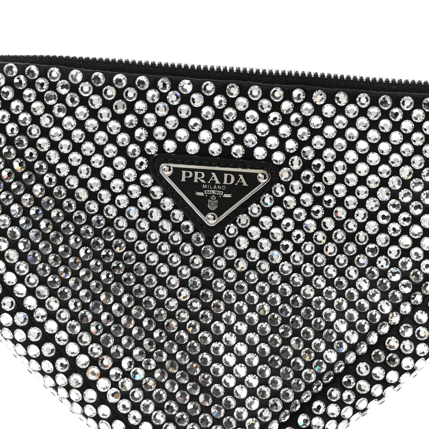 Satin Crystal Triangle Pouch Cristal