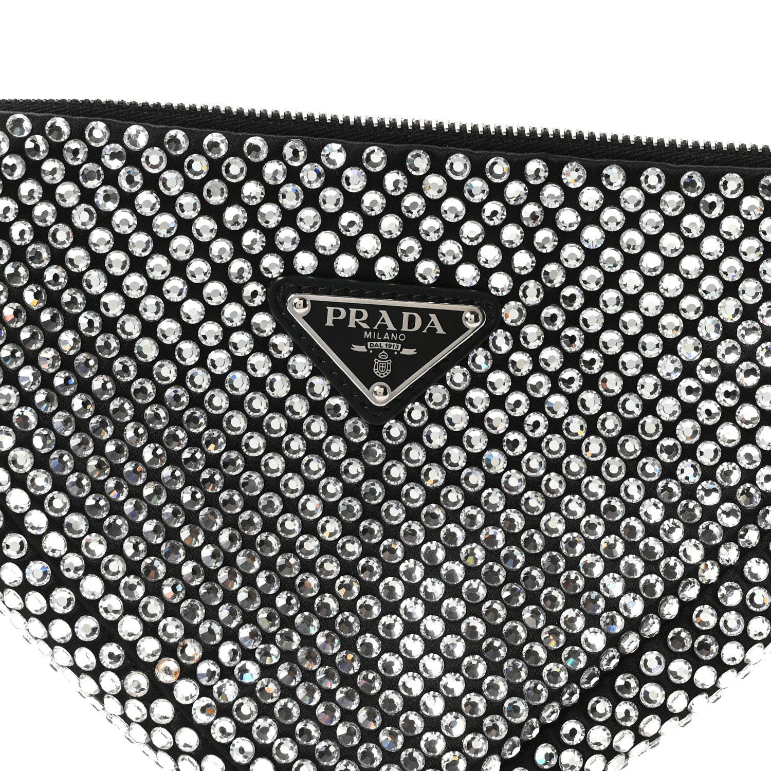 Prada Satin Crystal Triangle Pouch Cristal 8 of 11