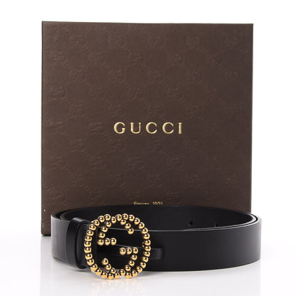 Gucci Margaux Calfskin Studded Interlocking G 30mm Belt 85 34 Black 7 of 7