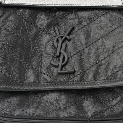 Saint Laurent Crinkled Calfskin Matelasse Monogram Baby Niki Chain Satchel Storm 7 of 11