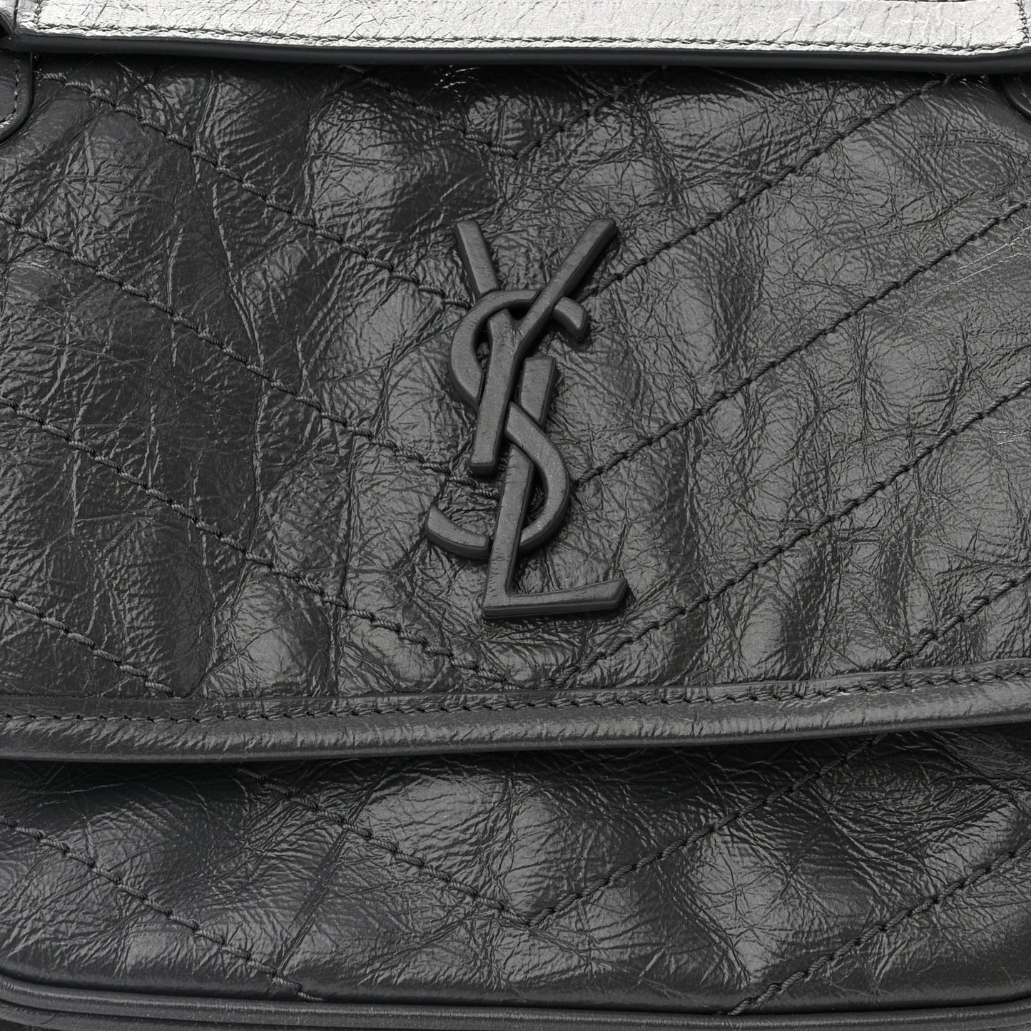 Crinkled Calfskin Matelasse Monogram Baby Niki Chain Satchel Storm