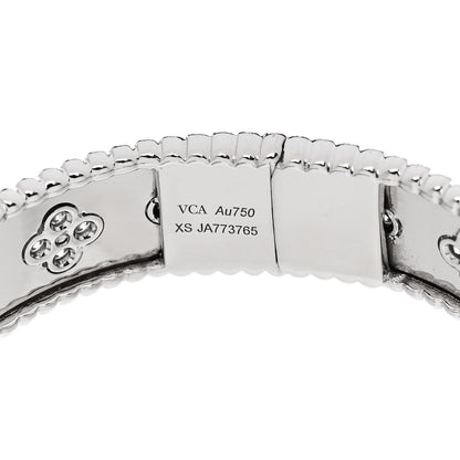 Van Cleef & Arpels 18K White Gold Diamond Perlee Clovers Bangle Bracelet XS 3 of 4