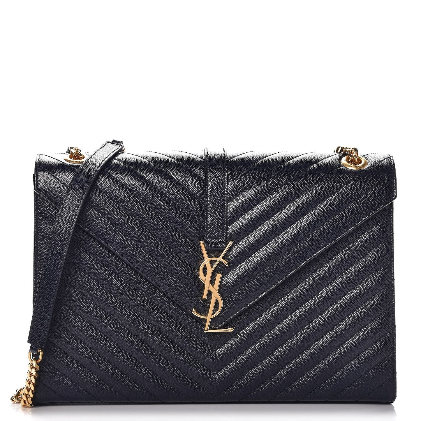 Grain De Poudre Matelasse Chevron Large Monogram Satchel Midnight Blue