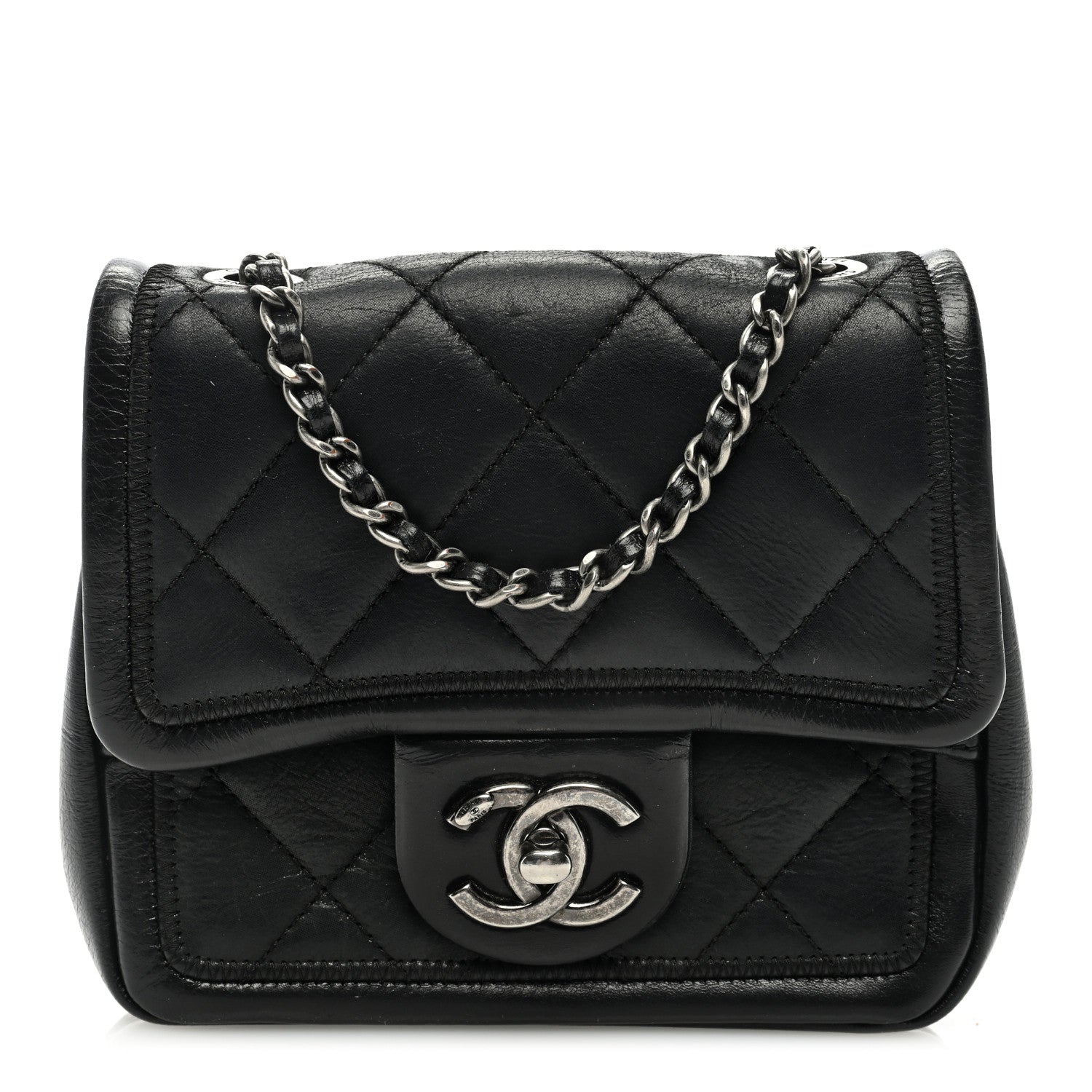 Chanel Lambskin Quilted Mini Graphic Flap Bag Black 1 of 9