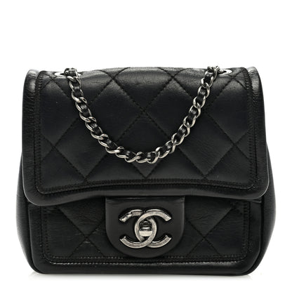 Chanel Lambskin Quilted Mini Graphic Flap Bag Black 1 of 9