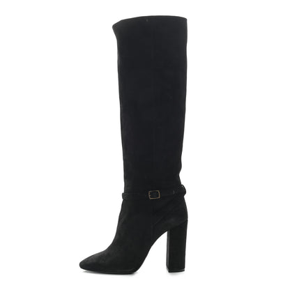 Saint Laurent Suede Knee High Boots 40 Black 1 of 8