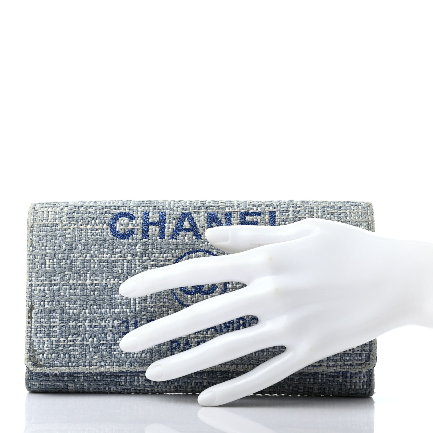 Chanel Canvas Deauville Flap Wallet Blue 2 of 9