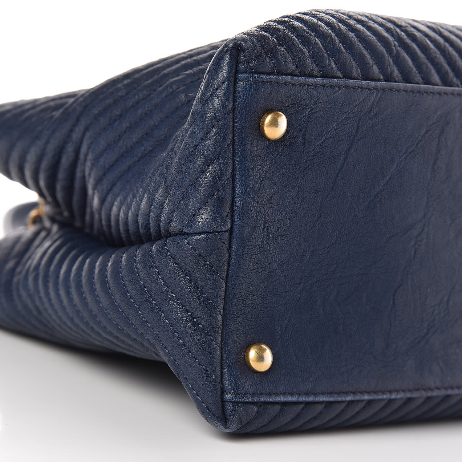 Chanel Wrinkled Lambskin Chevron Quilted Surpique Tote Navy Blue 9 of 13