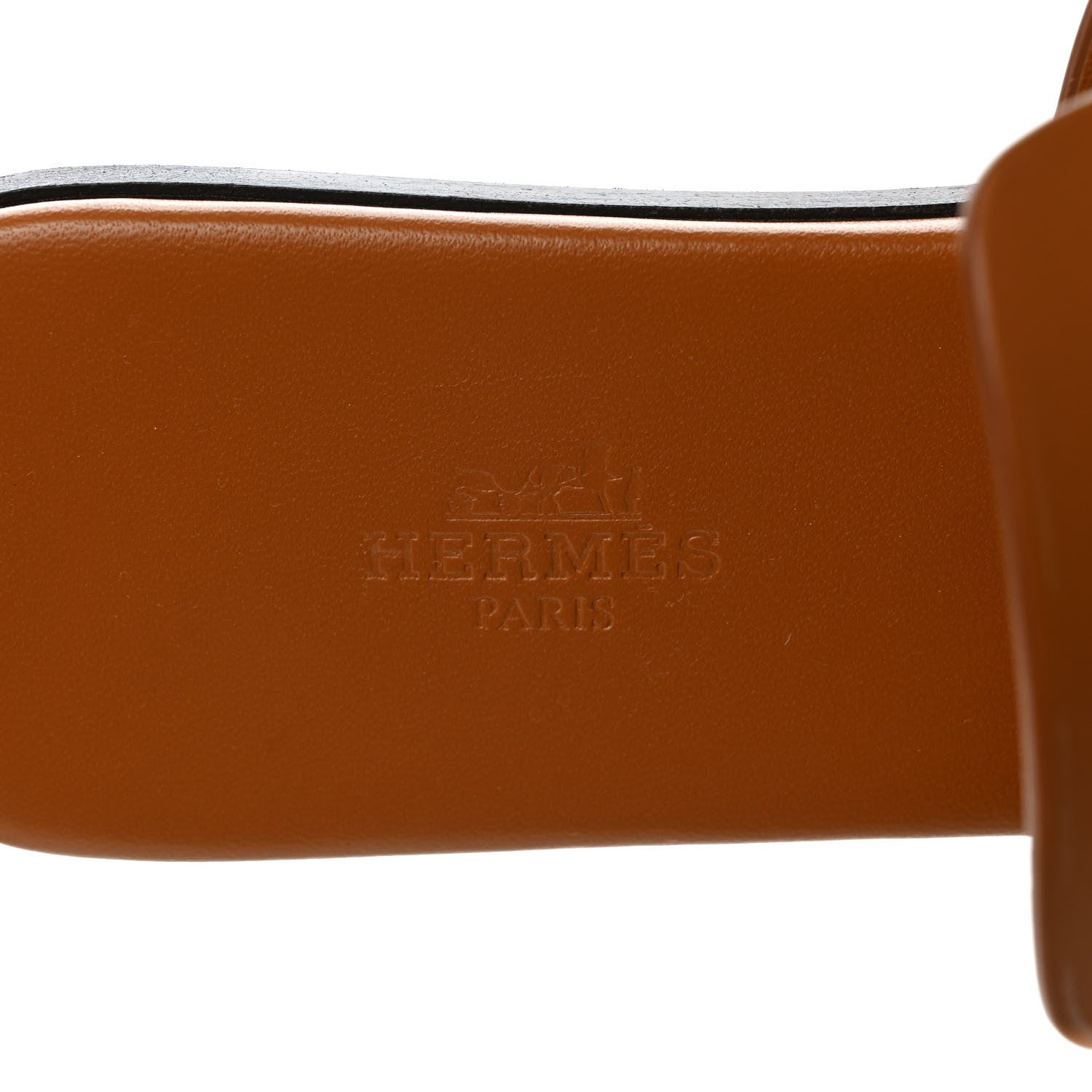 Hermes Calfskin Galerie Sandals 39 Gold 7 of 9