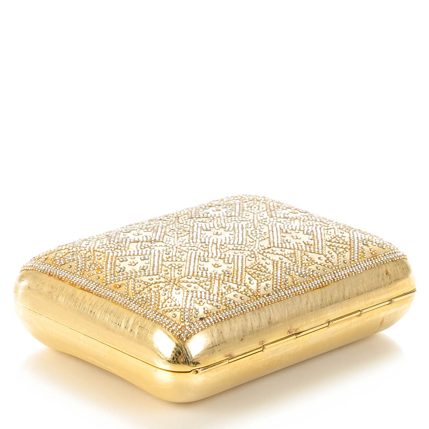 Crystal Minaudiere Clutch Gold