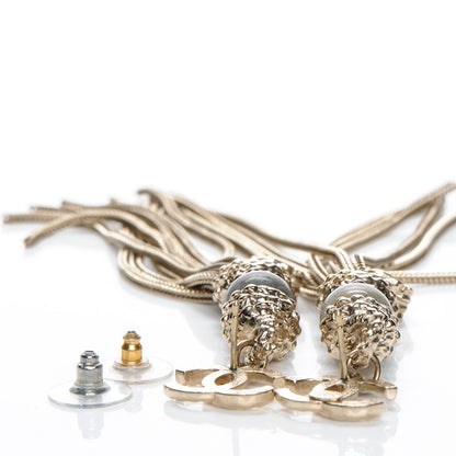 Chanel CC Paris Shanghai Chain Tassel Earrings Gold 3 of 4
