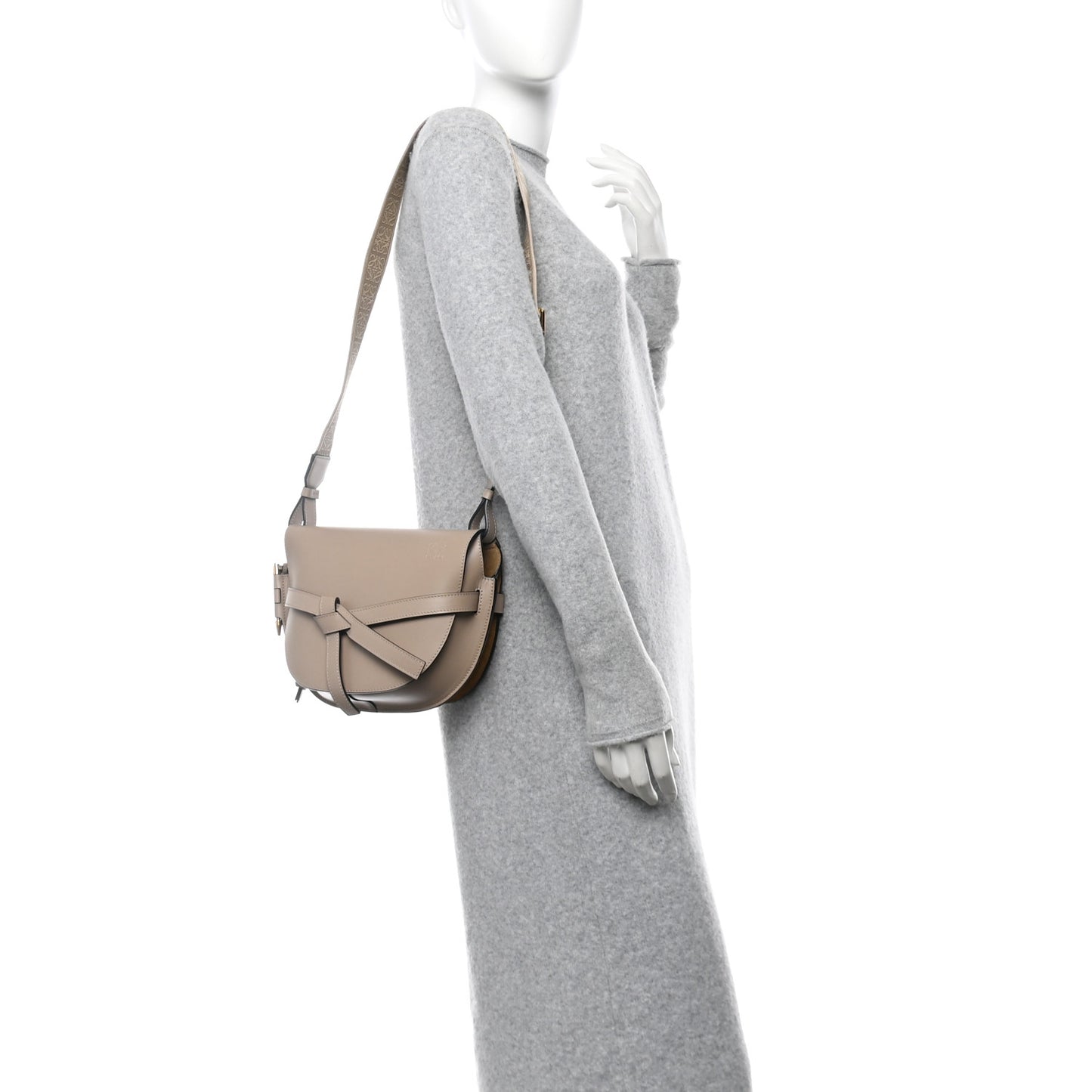 Soft Calfskin Jacquard Small Gate Crossbody Bag Sand