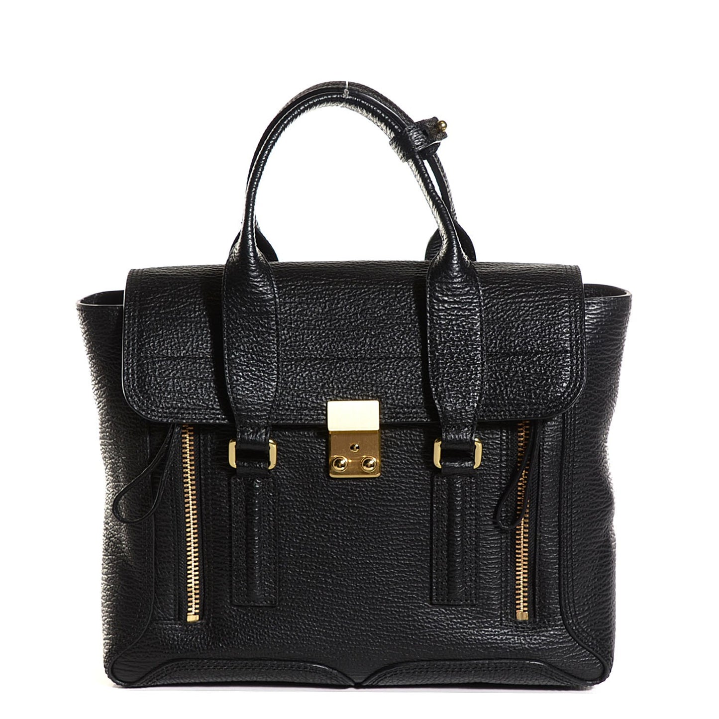 3.1 Textured Calfskin Medium Pashli Satchel Black