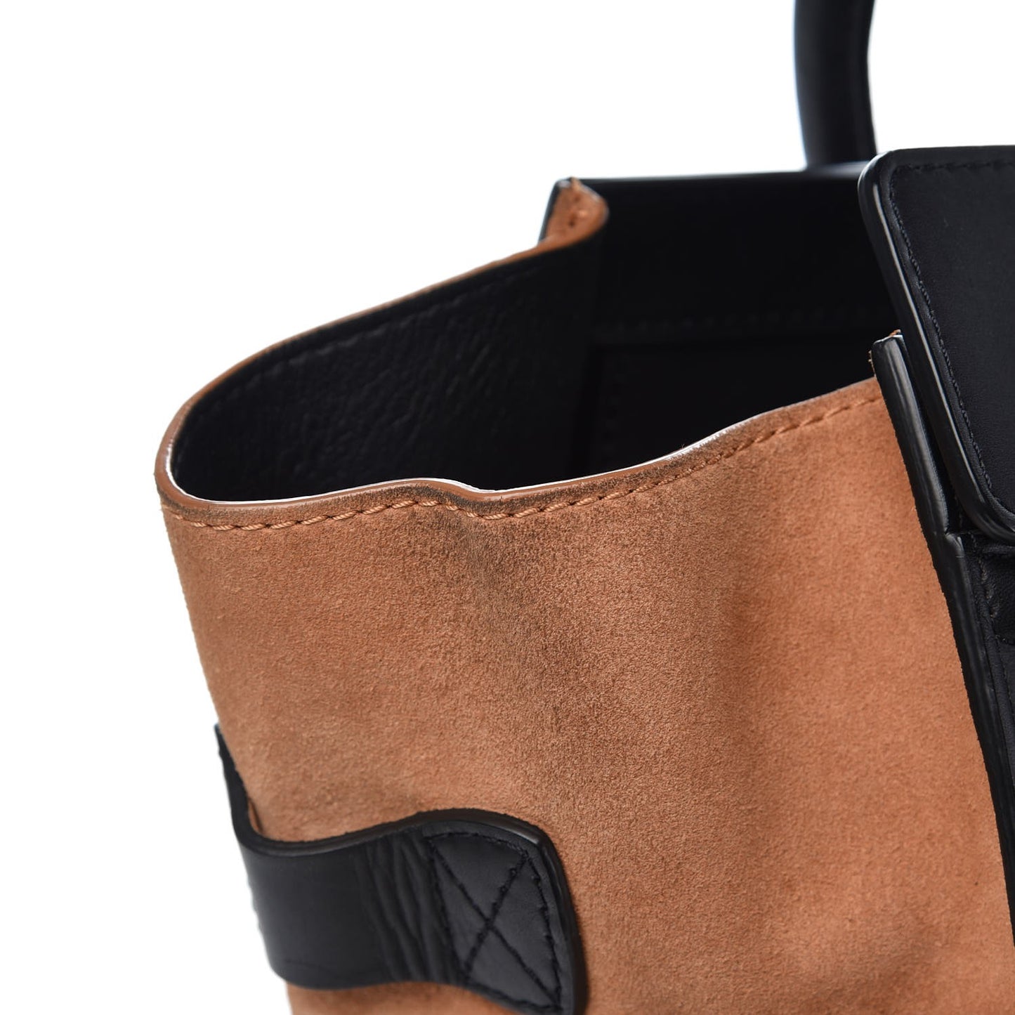 Satin Calfskin Suede Mini Tri-Color Luggage Seashell