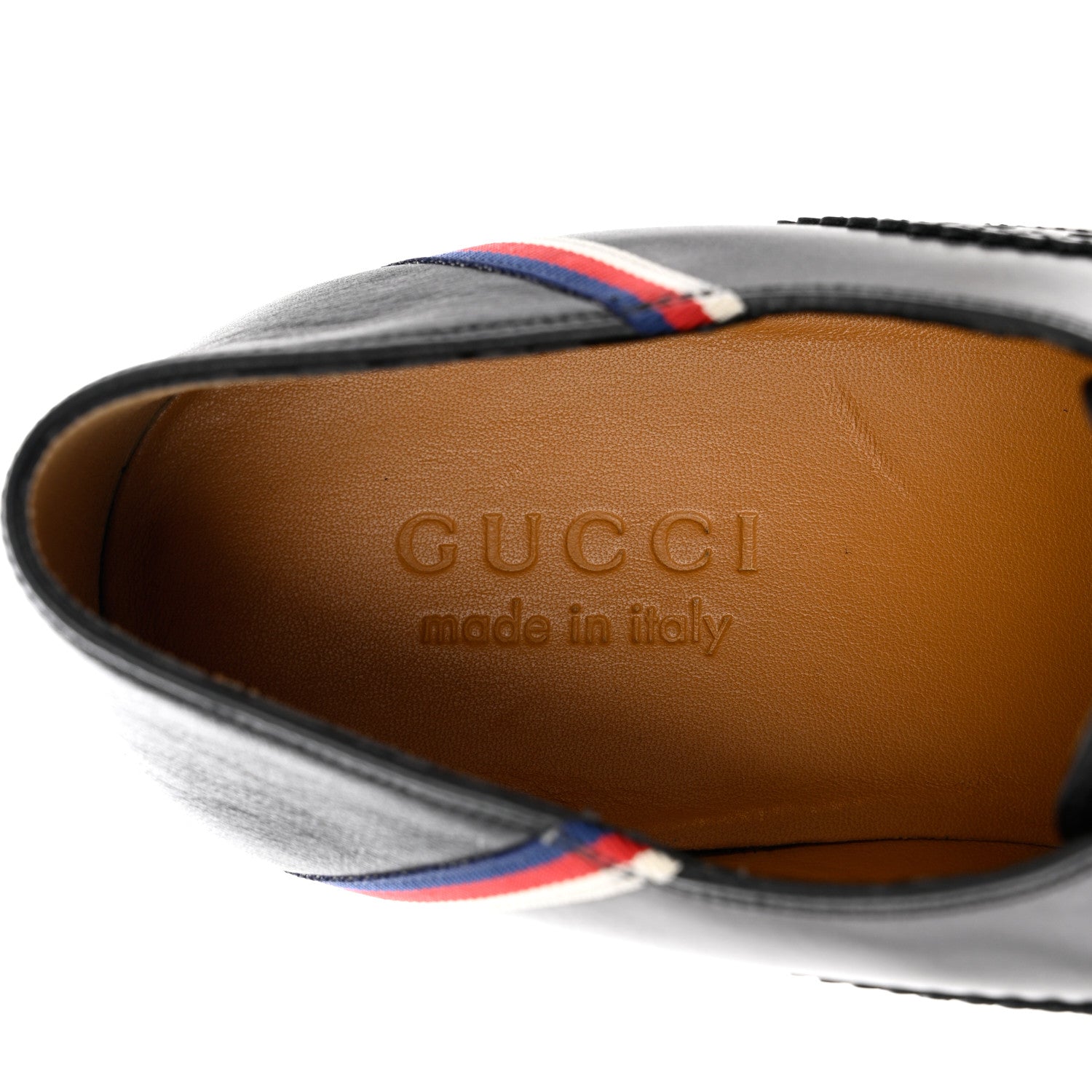 Gucci Calfskin Miro Soft Web Mens Spirit Wingtip Oxfords 8 Black 7 of 9