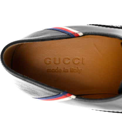 Gucci Calfskin Miro Soft Web Mens Spirit Wingtip Oxfords 8 Black 7 of 9
