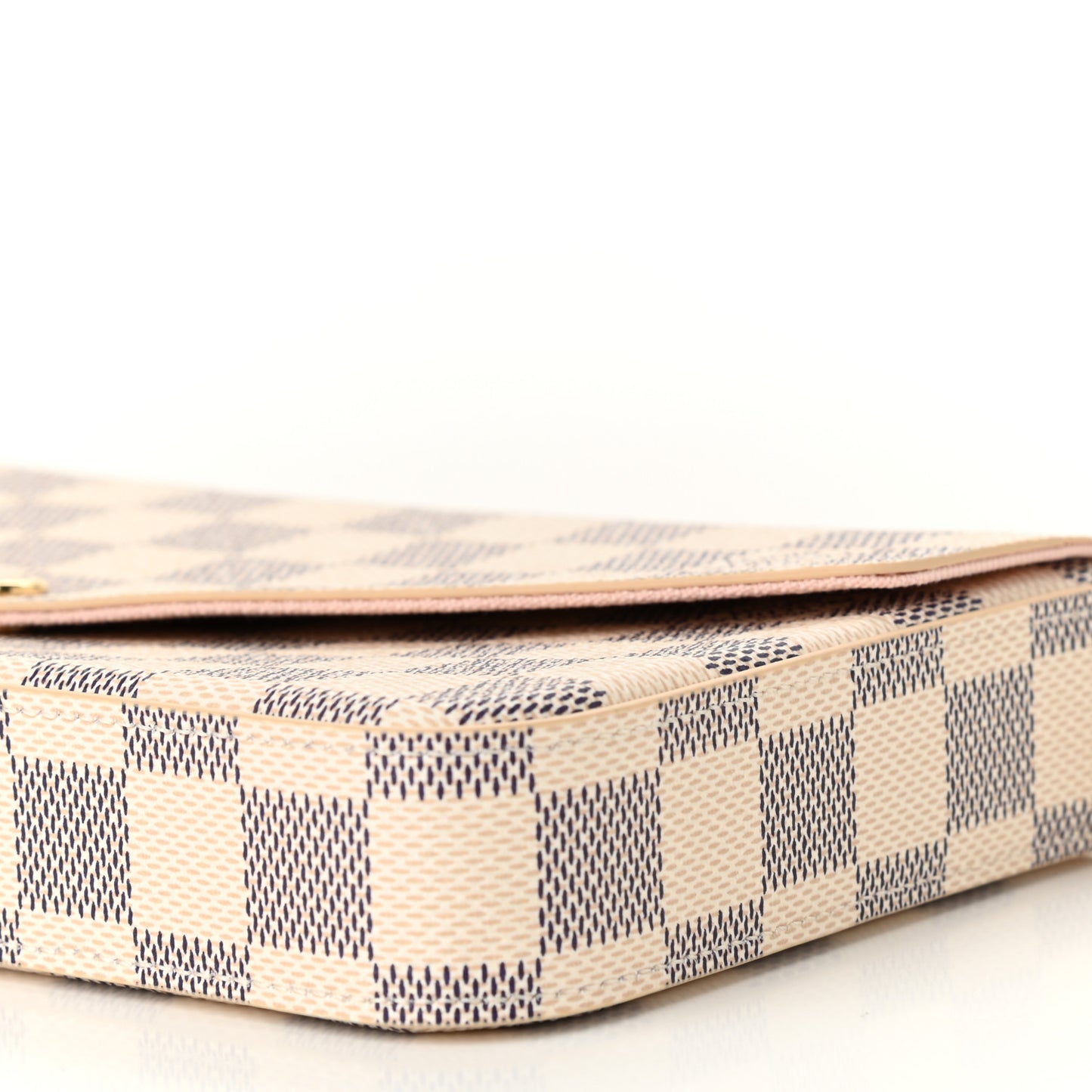 Damier Azur Pochette Felicie Chain Wallet Rose Ballerine