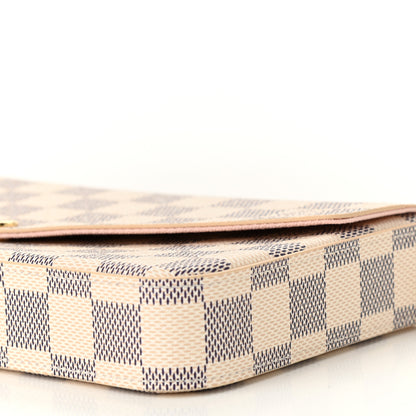 Louis Vuitton Damier Azur Pochette Felicie Chain Wallet Rose Ballerine 10 of 11