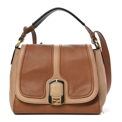 Fendi Calfskin Colorblock Anna Shoulder Bag Brown 1 of 11