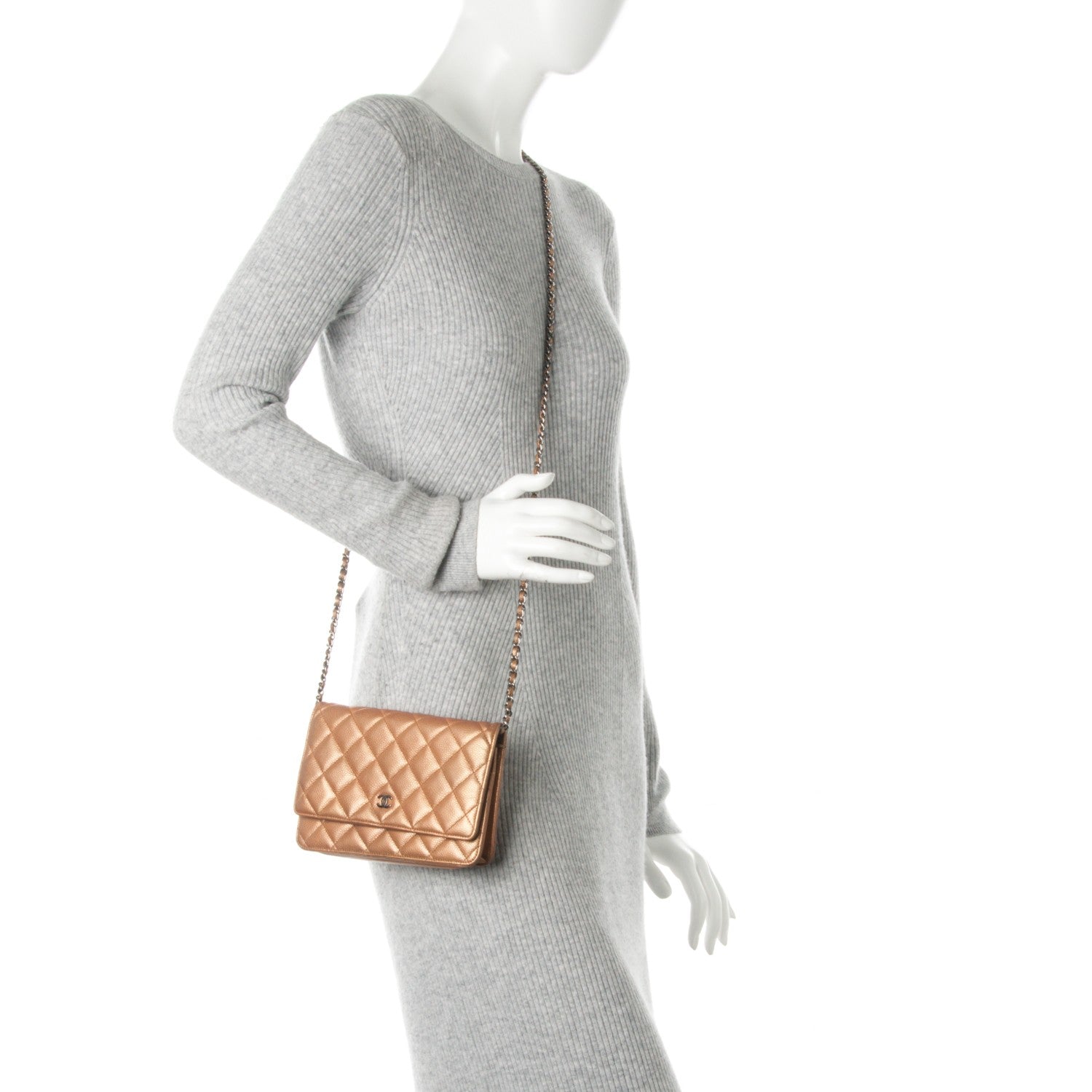 Chanel Caviar Quilted Wallet On Chain WOC Copper 2 of 8