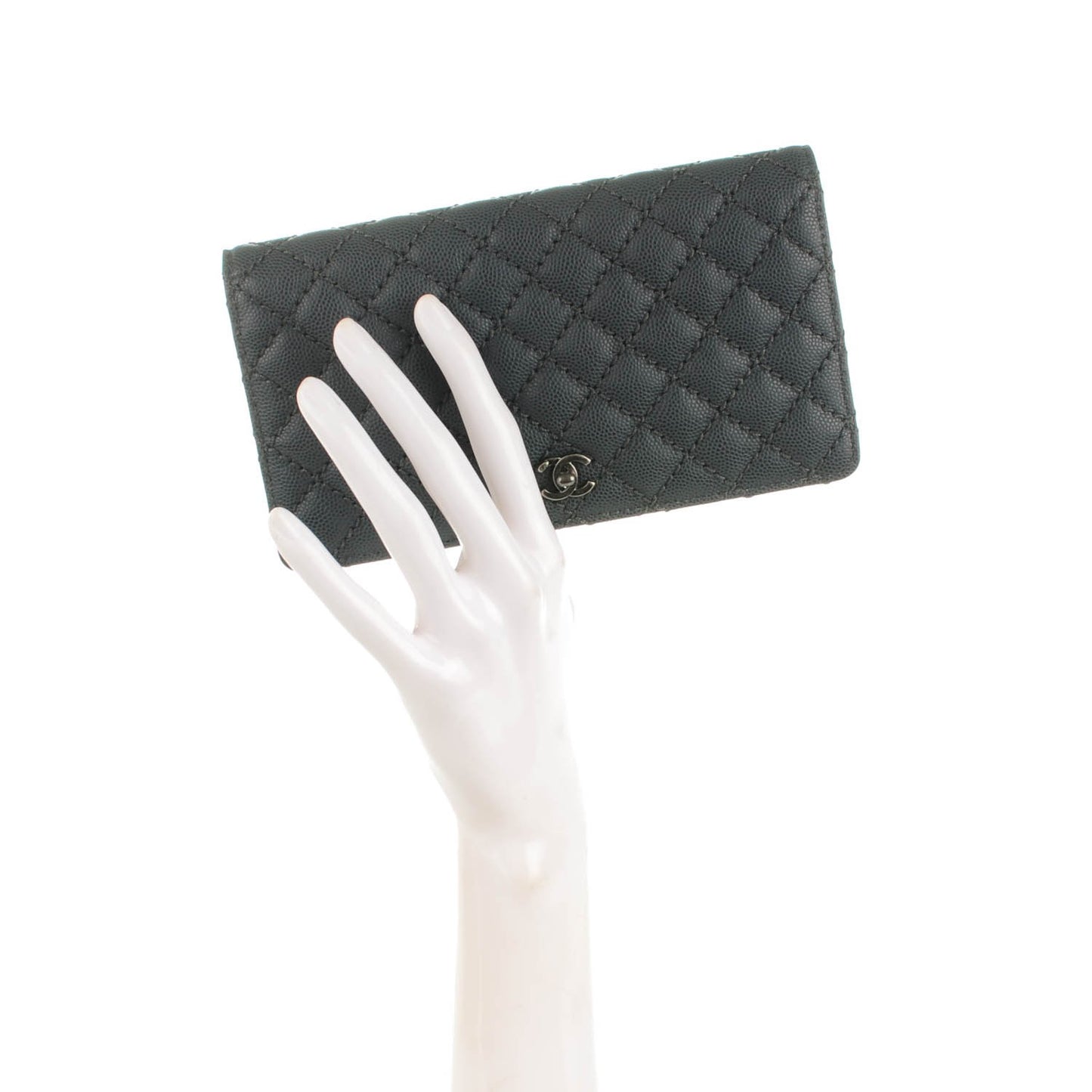 Caviar Micro Quilted Yen Wallet Grey