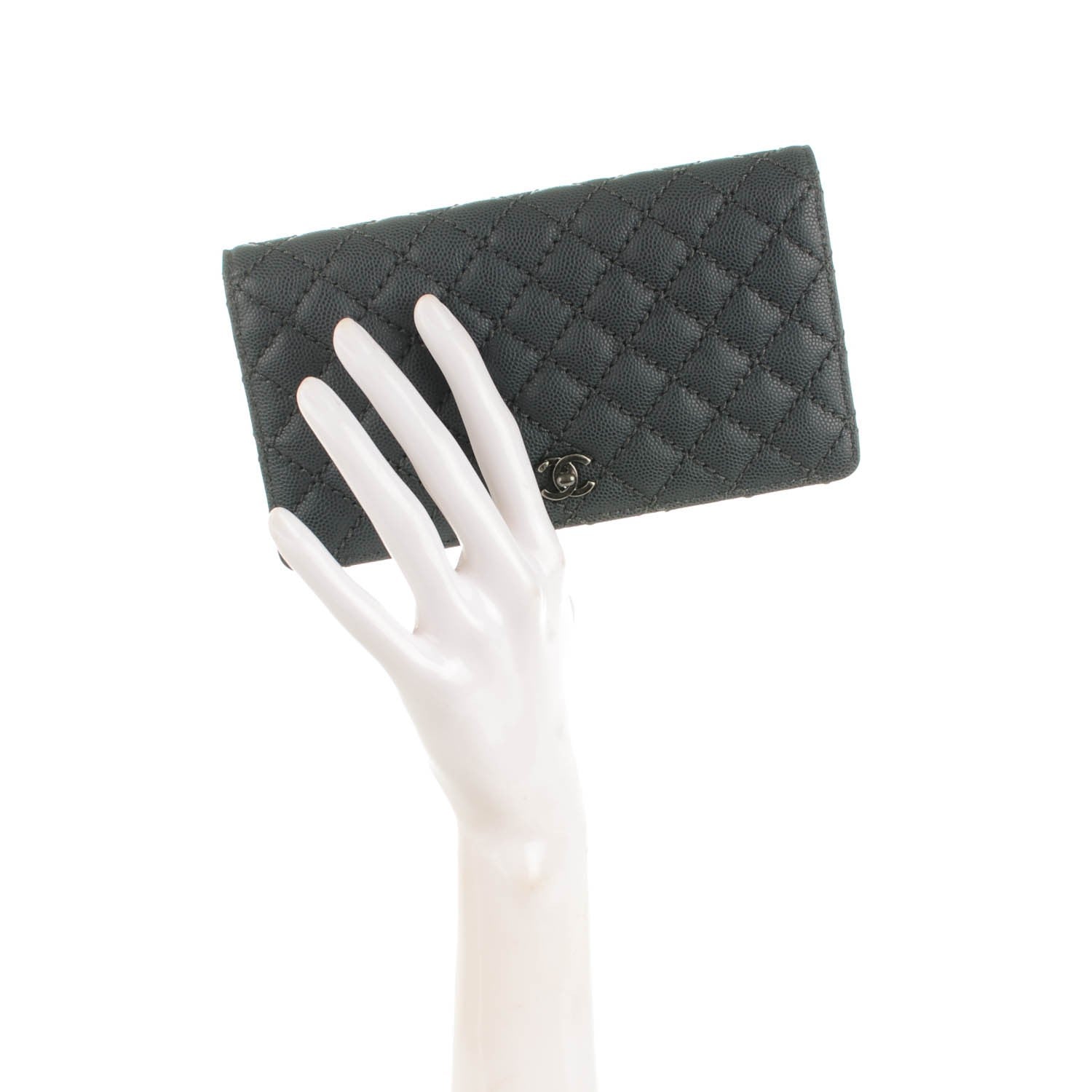 Chanel Caviar Micro Quilted Yen Wallet Grey 2 of 8