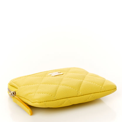 Chanel Caviar Quilted Zip Card Holder Wallet Yellow 4 of 10