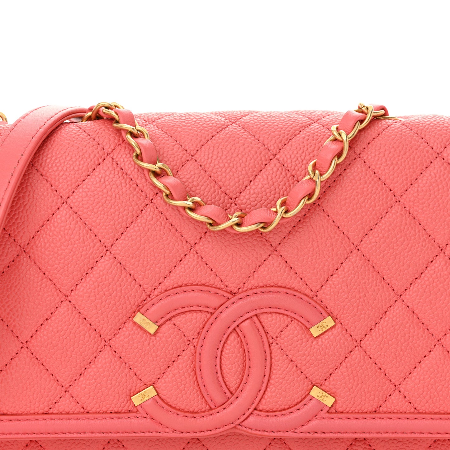 Caviar Quilted Medium CC Filigree Flap Pink