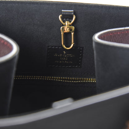 Louis Vuitton Calfskin Monogram Fold Tote MM Black Wine Cream 5 of 10