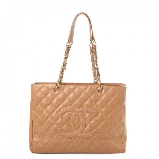 Caviar Quilted Grand Shopping Tote GST Beige