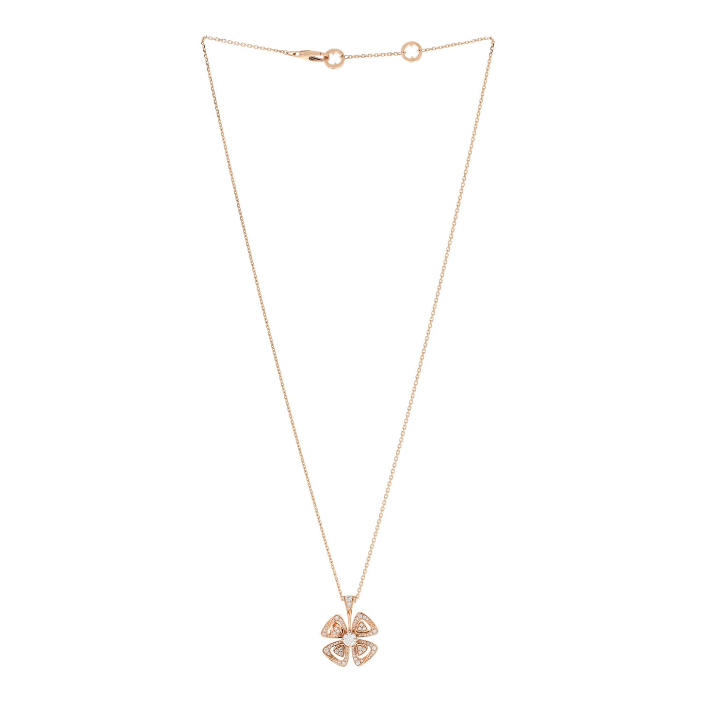 18K Rose Gold Diamond Fiorever Pendant Necklace