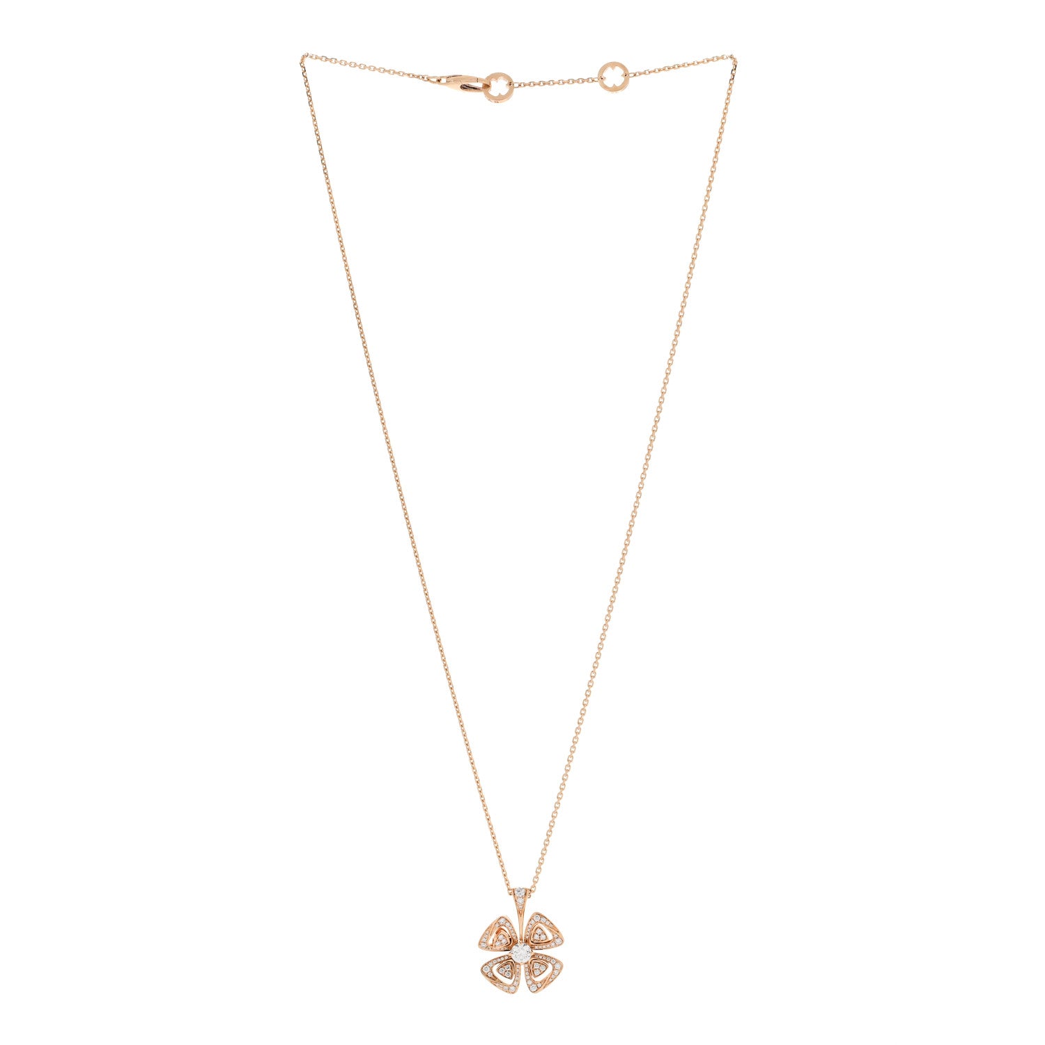 Bulgari 18K Rose Gold Diamond Fiorever Pendant Necklace 3 of 6