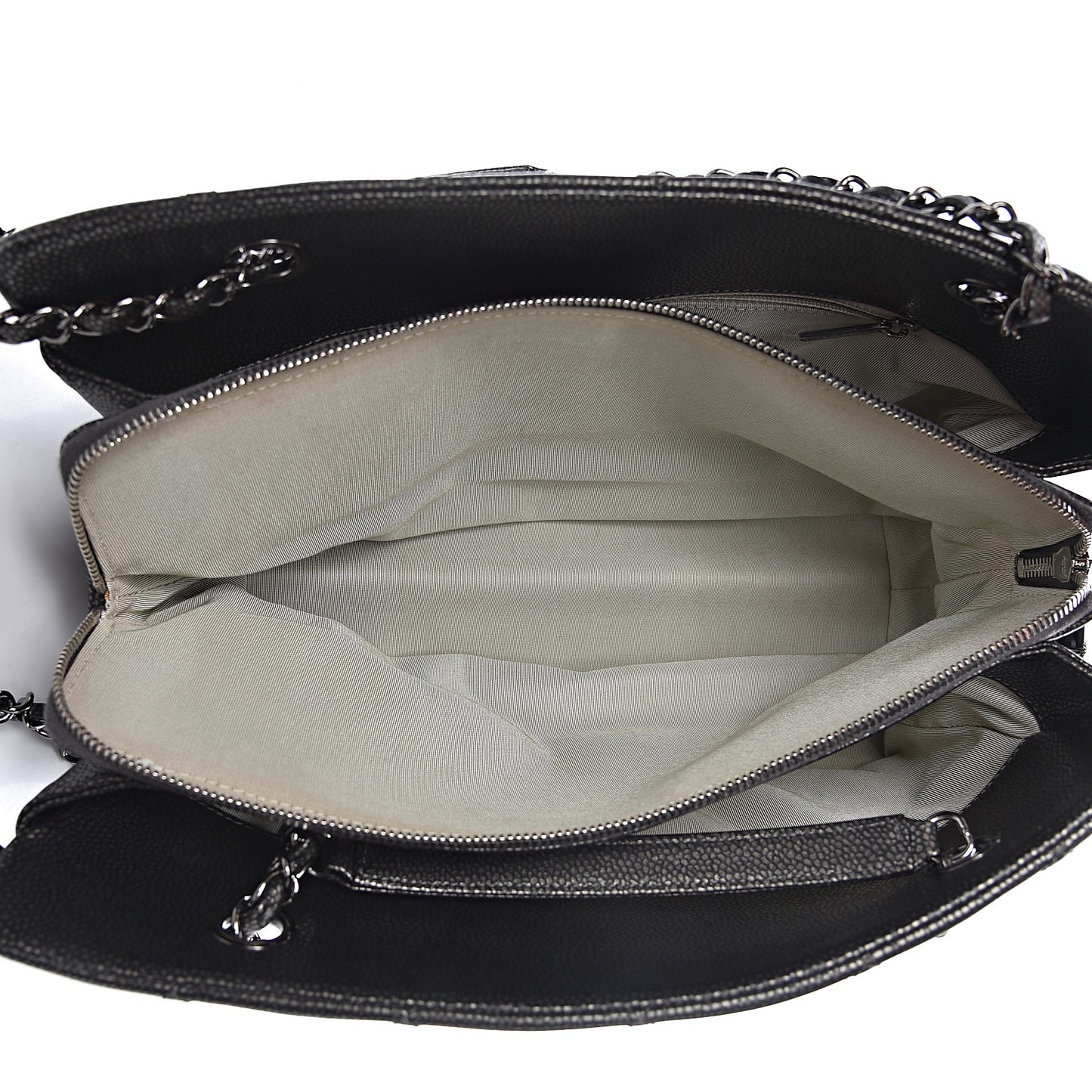 Metallic Caviar Quilted CC Tote Dark Silver