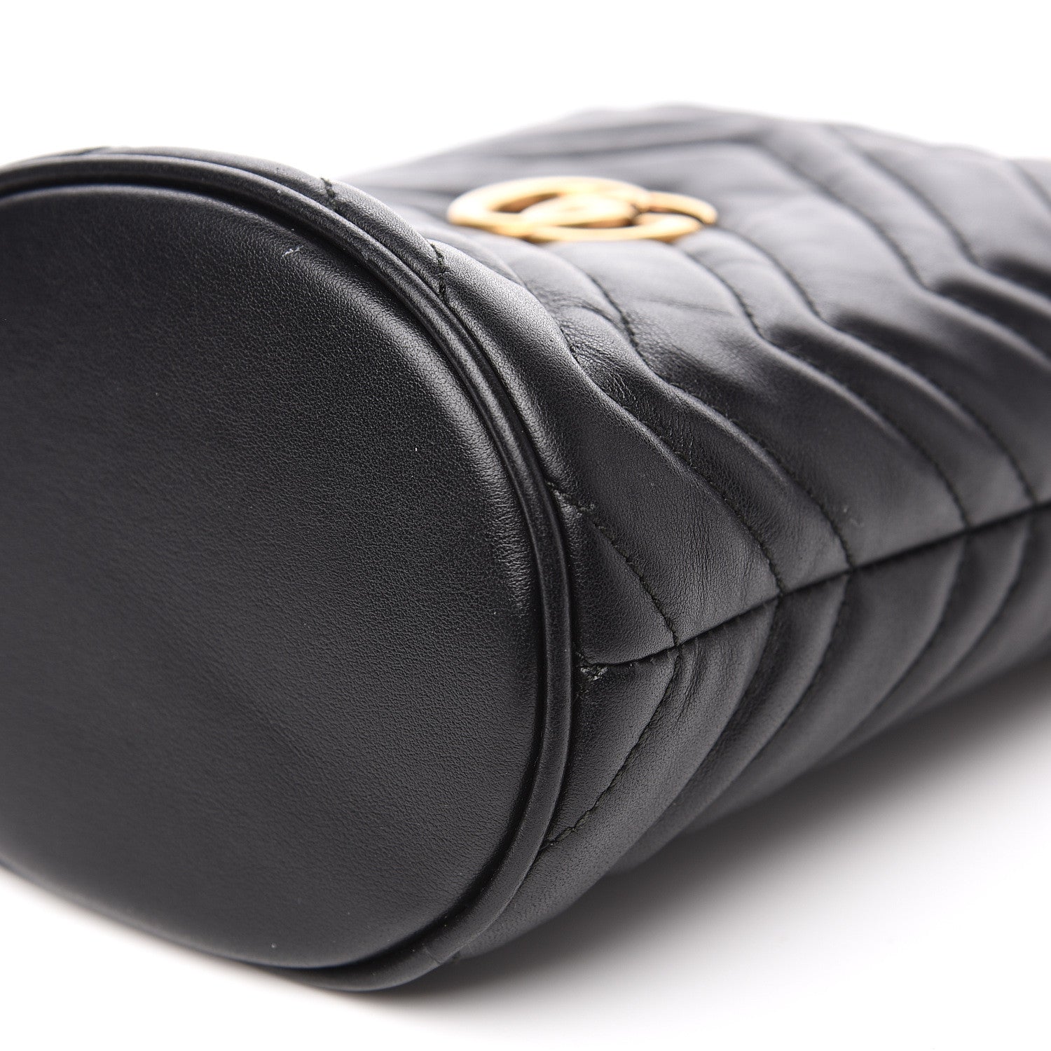 Gucci Calfskin Matelasse Mini GG Marmont 2.0 Bucket Bag Black 9 of 11