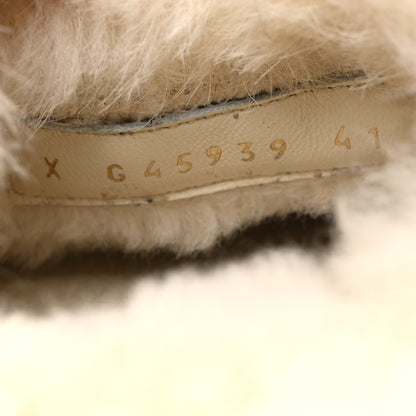 Chanel Suede Shearling CC Cap Toe Mules 41 Beige Black 9 of 10