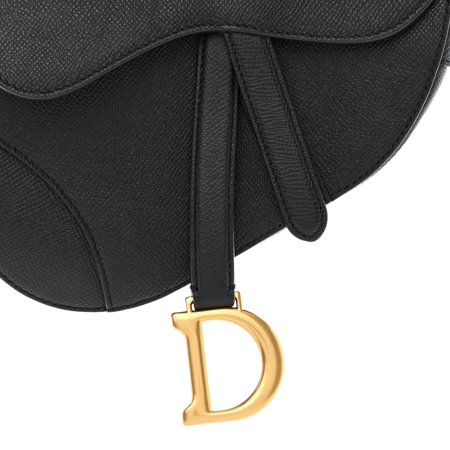 Grained Calfskin Mini Saddle Bag Black