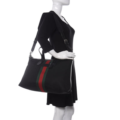 Gucci Canvas Web Duffle Bag Black 2 of 10