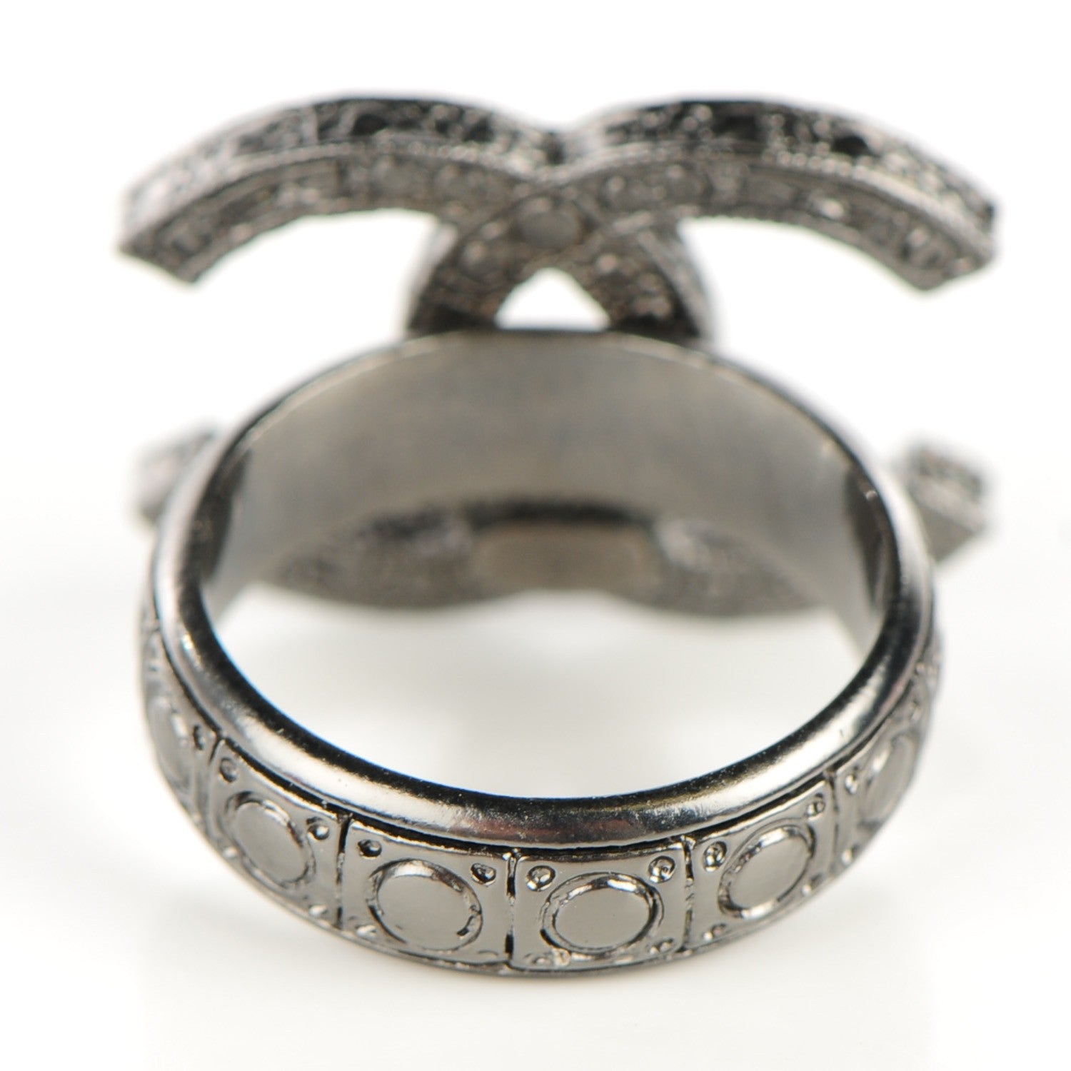 Chanel Ruthenium Crystal CC Ring 5.5 3 of 5