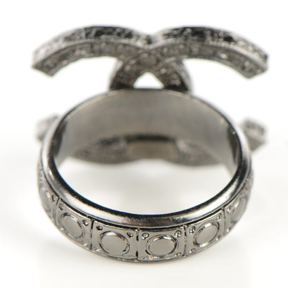 Chanel Ruthenium Crystal CC Ring 5.5 3 of 5