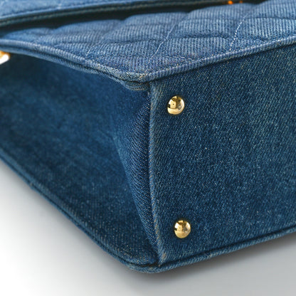 Chanel Denim Quilted Kelly Flap Bag Blue 9 of 10