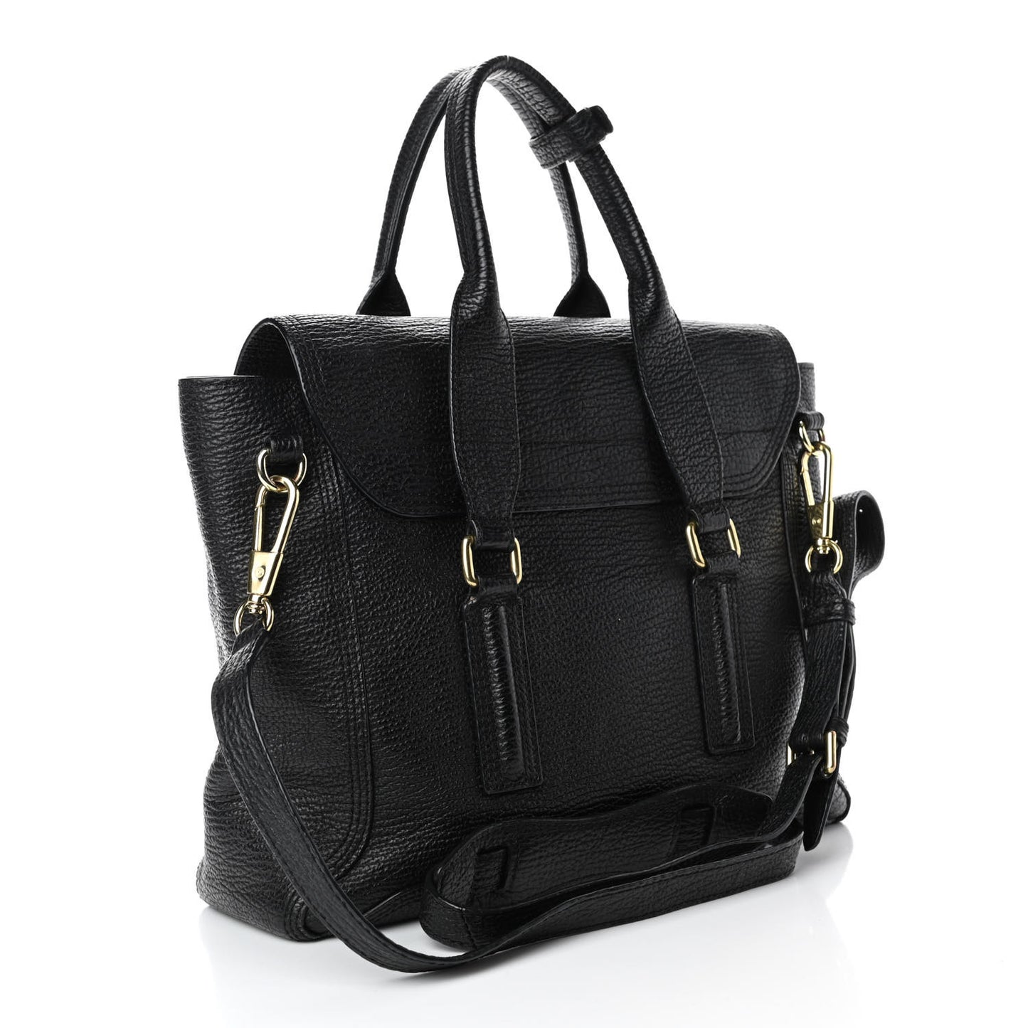 Textured Calfskin Medium Pashli Satchel Black
