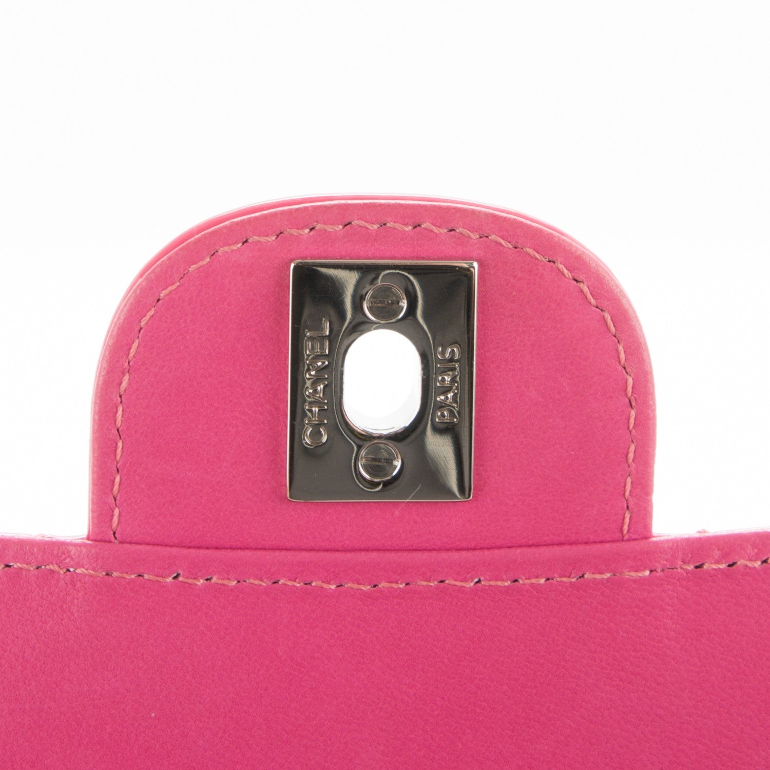 Chanel Patent Calfskin Quilted Flap Clutch With Chain Fuchsia 5 of 8