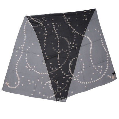 Chanel Silk Muslin Pearl CC Scarf Black 3 of 6